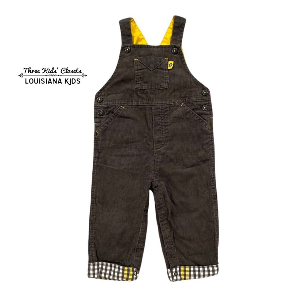 Grey & Yellow 12m Corduroy Overalls